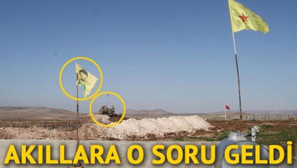 TÜRK ASKERİ,TÜRK BAYRAĞI, APO FOTOLU FLAMA VE YPG BAYRAĞI AYNI KAREDE